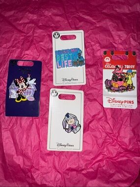 Disney Enamel Pin Set with Pink, Purple, White & Red Accents